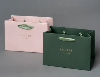 Luxury ribbon handle boutique shopping tote paper bags