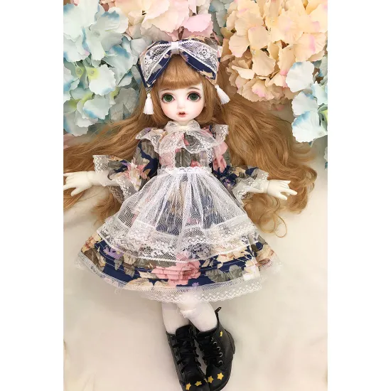 modikerbjd Pastoral Style Floral Skirt Clothes Set for 1/4 BJD Dolls - (No Doll) Purplish Blue Flower