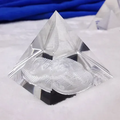 Mysterious Glass Sphinx Pyramid Crystal Engraving