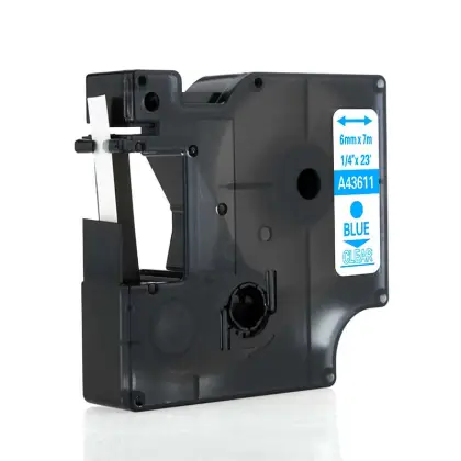 Wholesale OEM 6mm 43611 Blue on Clear D1 Cassette Label Printer Ribbon for DYMO Label Manager Factory Direct