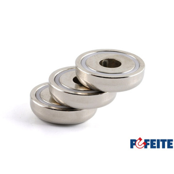 Magnets de pot plat de néodyme Ø60x15 mm, avec filetage interne 110 kg 1100 n