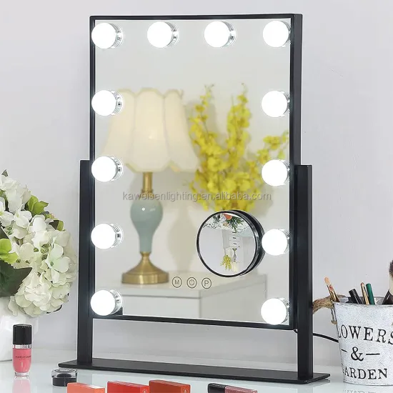 10X Magnification, 360 Rotation Elegant Black Metal Frame Dressing Desk Lighted Makeup Mirror - Hollywood Vanity Mirror