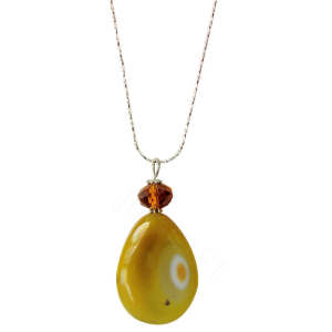 Natural Gemstone Agate Necklace with Silver Chain