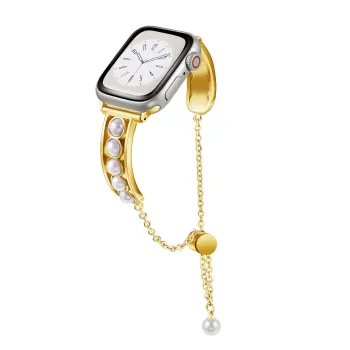 Zinc Alloy Women's Pearl Strap for Apple Watch Ultra 4 3 5 4 Series Metal Bracelet Band