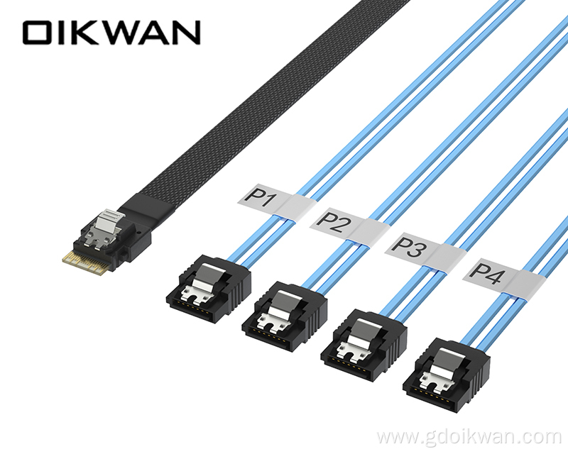 Slim SAS SFF-8654 4i to 4SATA Cable Slimsas to SATA Server Cable