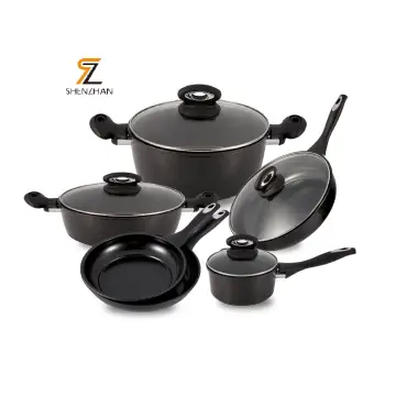 Non-Stick Cookware Set with Bakelite Handle: Low MOQ Pots and Pans for Kitchen Ware