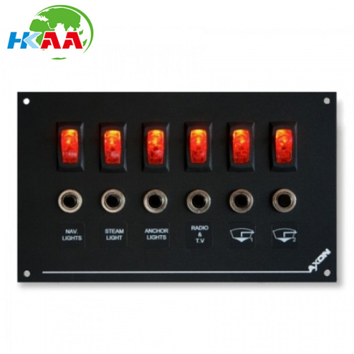 6 Way aluminium illuminated mini-switch / breaker panel