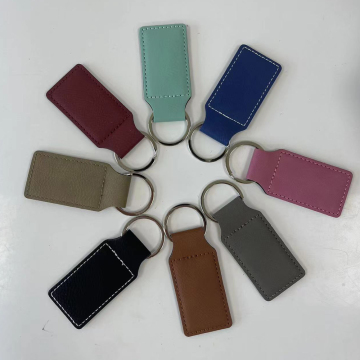 OEM Custom Engrave Logo PU Leather Blank Key Chain - Premium Genuine Leather Carabiner Keychain