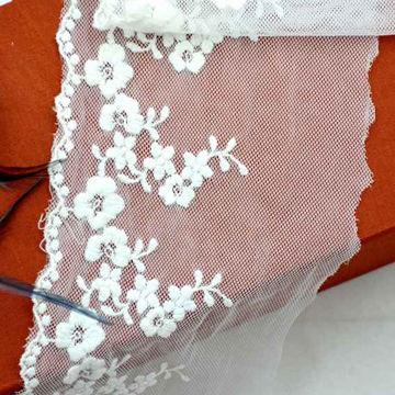 New fashion cotton lace fabric hand zari embroidery design with mesh for wedding decoration