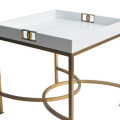 Modern square white marble top metal coffee table