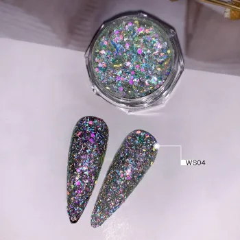 3D Aurora Pigment Nail Art DIY Mermaid Glitter Sequins Decorations