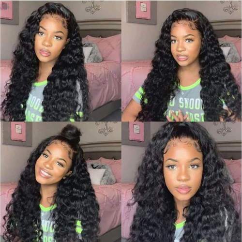 13x4 Lace Front Wigs Loose Deep Pre Plucked Frontal Wigs Natural Hairline For Black Women 180% Density Brazilian Natural Color