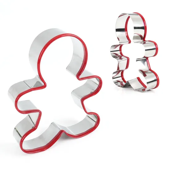 Custom Stainless Steel Gingerbread Man Christmas Cookie Cutter with PVC Edge and Logo