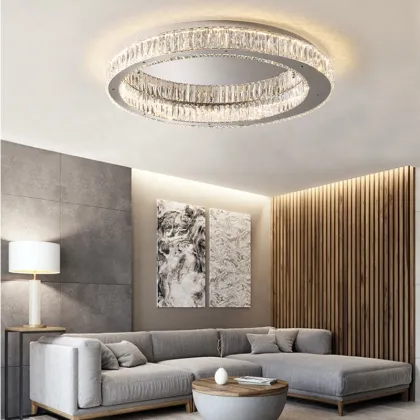 Modern Designer Super Thin Ceiling Lamp: Stainless Steel with Crystal