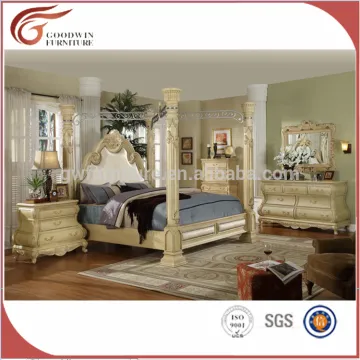 WA149 Royal solid wood king bed with white Design Bedroom Wooden Style