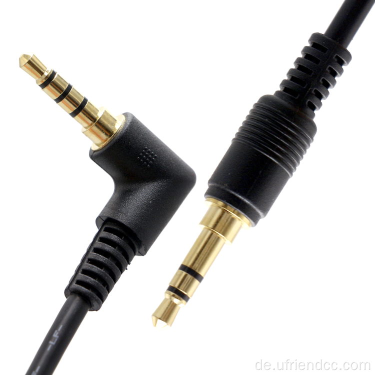 90 -Grad -rechts/links abgewinkelte 3,5 -mm -Audio -Jack -Stereokabel