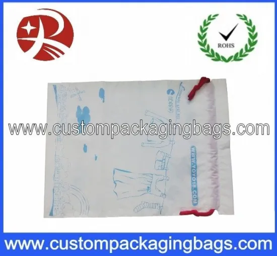 Duty Free Drawstring Plastic Bags Waterproof With Gusset For Cloth