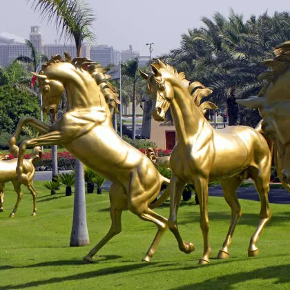 Decorative giant copper golden fat horse statue