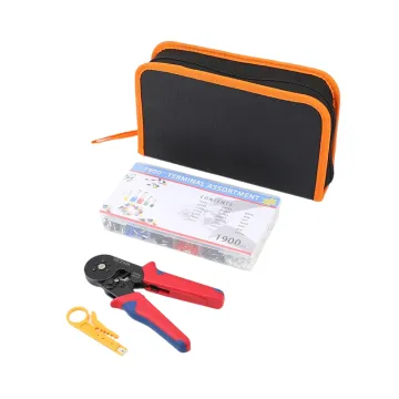 HSC8 6-4A Pliers and 1900pcs Assorted Insulated Electrical Wire Connectors Terminal Kit Set Bag