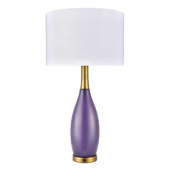 Scenic Dreams Purple Table Lamp with Brass Accents - 30 Inches - UL Listed for Sleep Inn Hotels