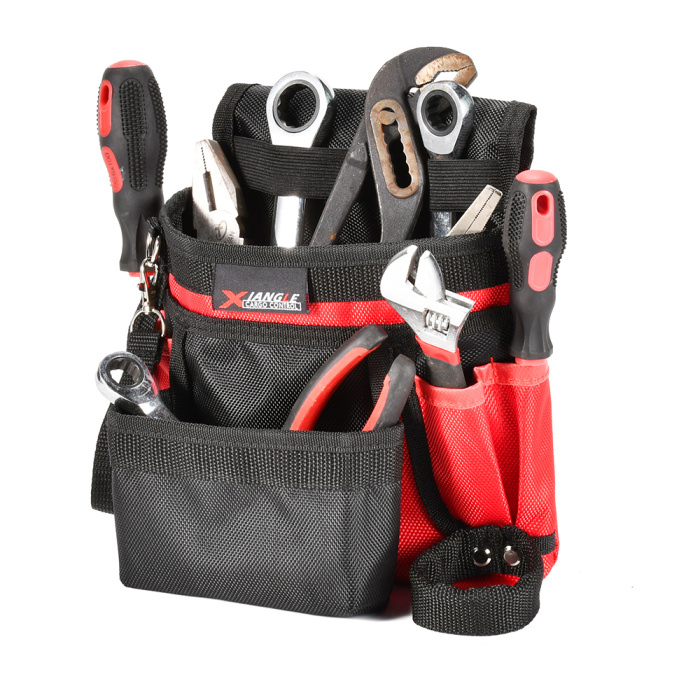 Red Black Tool Pouch with Hammer Holder