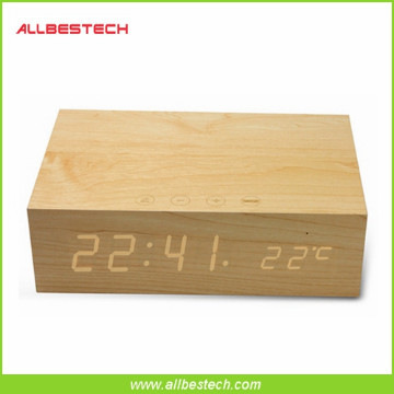 Wood Bluetooth Speaker with Alarm Clock for Smartphone