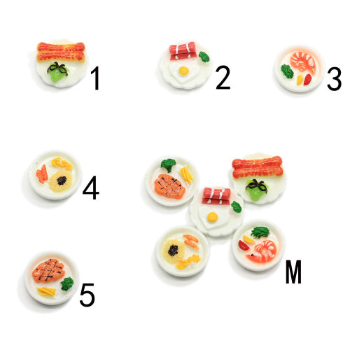 Super Simulation Dinner Plate Resin Beads Shrimp Heart Egg Food Decoration Charm Dollhouse DIY Craft Making Phone Case Ornament