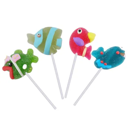 Fish shaped jelly pop candy lollipop