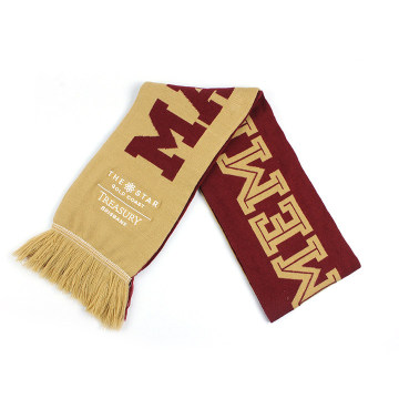 Custom Design Soccer Fans Scarf with Acrylic Knitted Jacquard and Your Own Logo for Wholesale