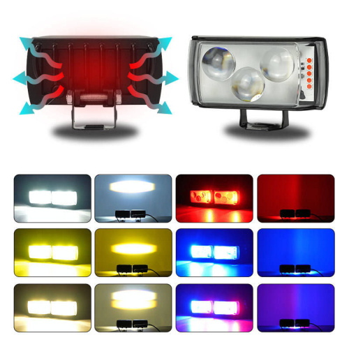 Ultra-bright Retrofit Light High-low Beam Red-blue Electric Motorcycle 3-chip Headlight Street Lamp External Led Spotlight