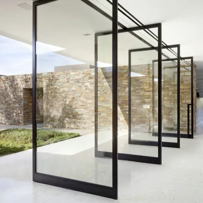 Pivot Entry Door with Frosted Glass Side Lite