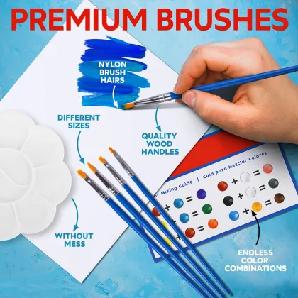 Kids Acrylic Painting Supplies Kit: Paint Set, Canvases, Brushes, Palette & More