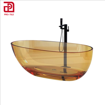 Transparency Drop in White Bathroom Fiberglass Artificial Stone Bathtub