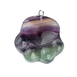 Fluorite Cat Claw Pendant for Making Jewelry 28x30MM Handmade Craved Animal Palm Decor