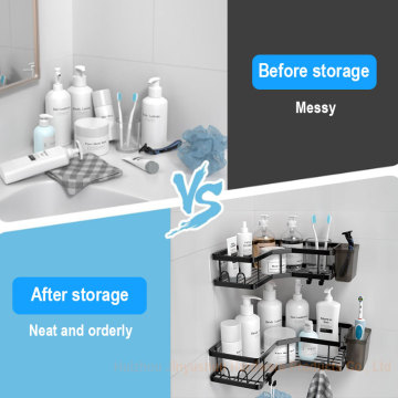 Space-Saving Wall-Mounted Double Layer Bathroom Shelf: Aluminum Material, No Drilling Required