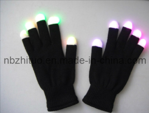 Men Black Gloves LED Flashing for Holloween (ZT-GL-055)