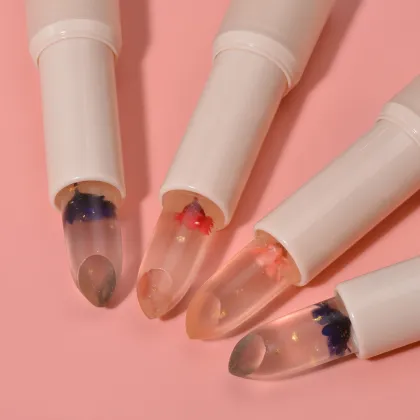 Custom Clear Pink Jelly Lipstick Moisturizer - Warm Color Changing Flower Lip Balm