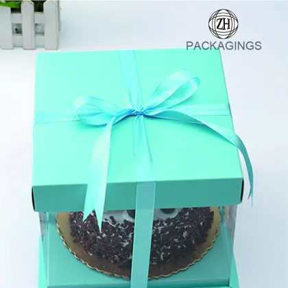 Sky Blue PVC Transparent Cake Packaging Box