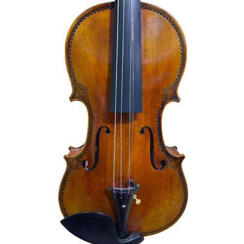 Bel violino fatto a mano in fiamme intagliato 4/4