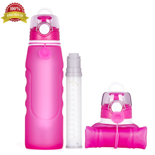 Benutzerdefinierte wiederverwendbare leere nette kreative Squeeze BPA Free Filter Wasserflasche die Flasche Wasser Falten