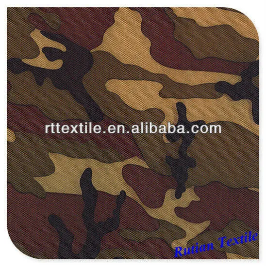 600D Oxford PU coated W/R army fabric