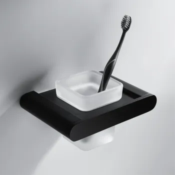 HIDEEP Full Copper Bathroom Black Toothbrush Cup Holder