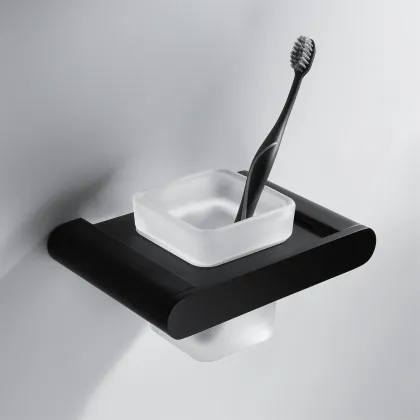 Bathroom Accessories Pure Brass Black Toothbrush Cup Holder