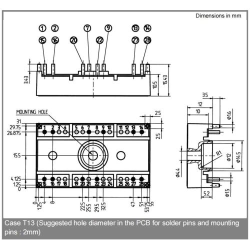 Compact Design SK45UT Antiparallel Thyristor Module
