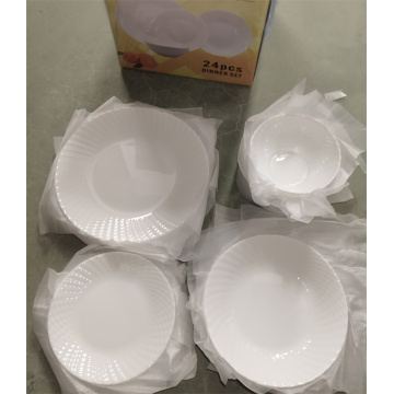 Round White Jade Dinner Sets For 24