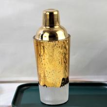 glass cocktail shaker with gold plated design