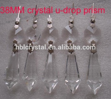 clear glass icicle U drop crystal chandelier parts for home decoration
