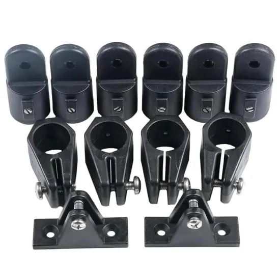 Boat Bimini Top Hardware - Deck Hinges and Fittings (7/8 inch & 1 inch, Black Nylon)
