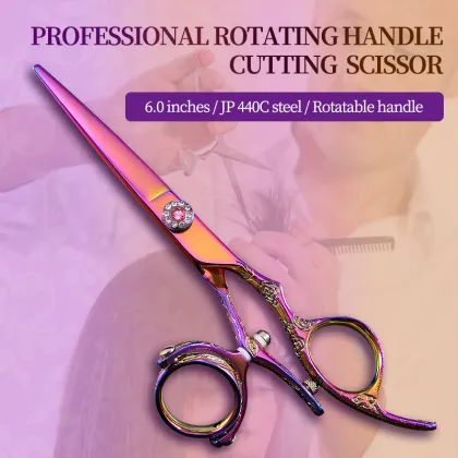 6 Inch Professional Hairdressing Rotary Handle Scissors