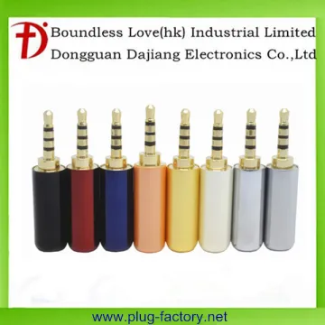 2.5mm 4 pole headphone plug gold plated with colorful housing